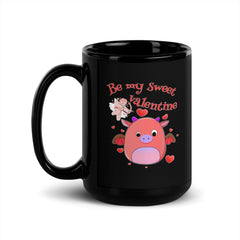 Be My Sweet Valentine Black Glossy Mug