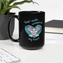 Your Smile Conquered My Heart Black Glossy Mug