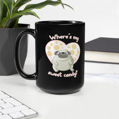 Where's My Sweet Candy Black Glossy Mug