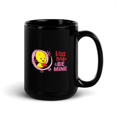 Kiss Me & Be Mine Black Glossy Mug