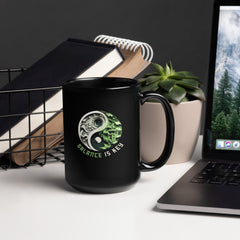 Whimsical panda playtime illustration on a coffee mug.