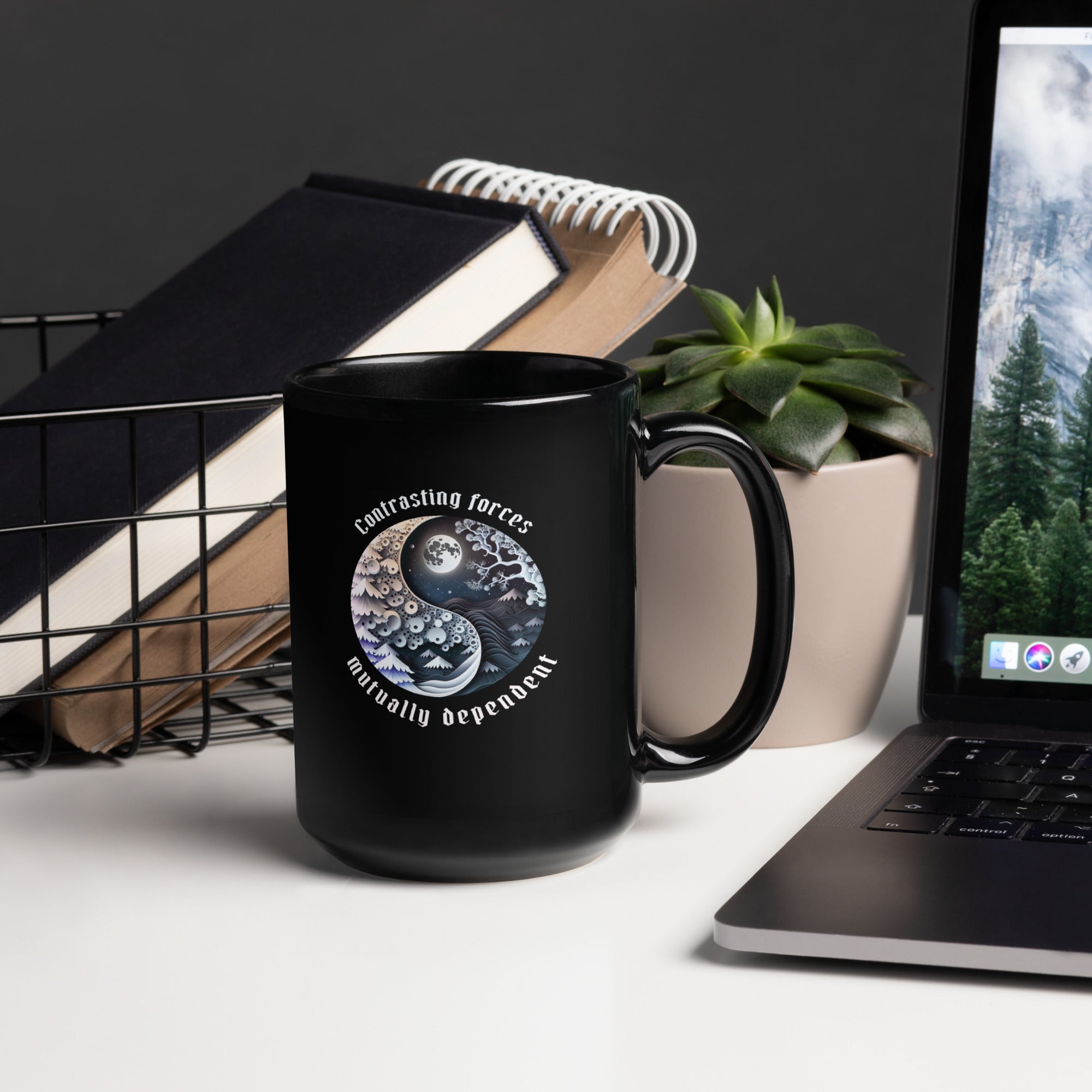 Bonsai Tree Yin Yang Design Mug - Side Profile.