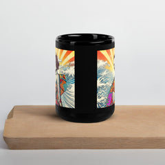 Durable and stylish Surfing 5 27 Black Coffee Mug, ideal for starting your day on a high wave.