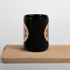 Mandala Bliss On Black Glossy Mug - Beyond T-shirts