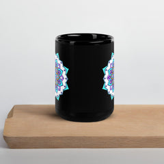 Mandala Harmony On Black Glossy Mug - Beyond T-shirts