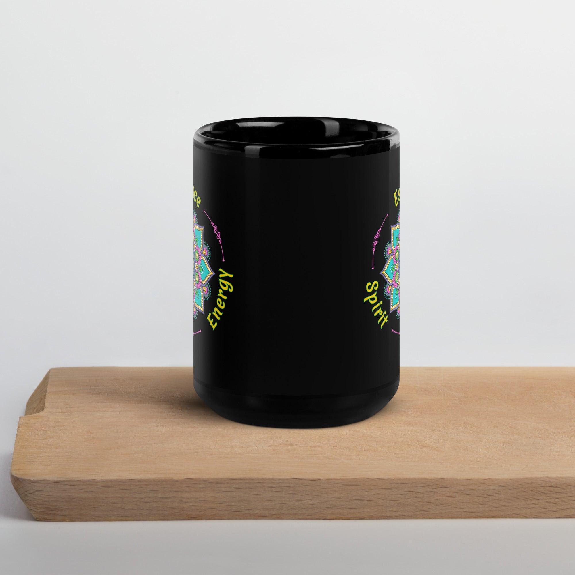 Lunar Brew Mandala Black Glossy Mug - Beyond T-shirts