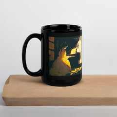 NS-811 black glossy tea mug filled with steaming tea.