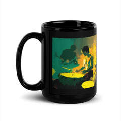 NS 824 durable black coffee mug in natural light.