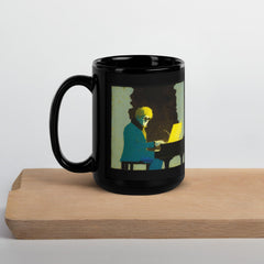 NS-828 stylish black mug filled with steaming coffee, ready to start the day