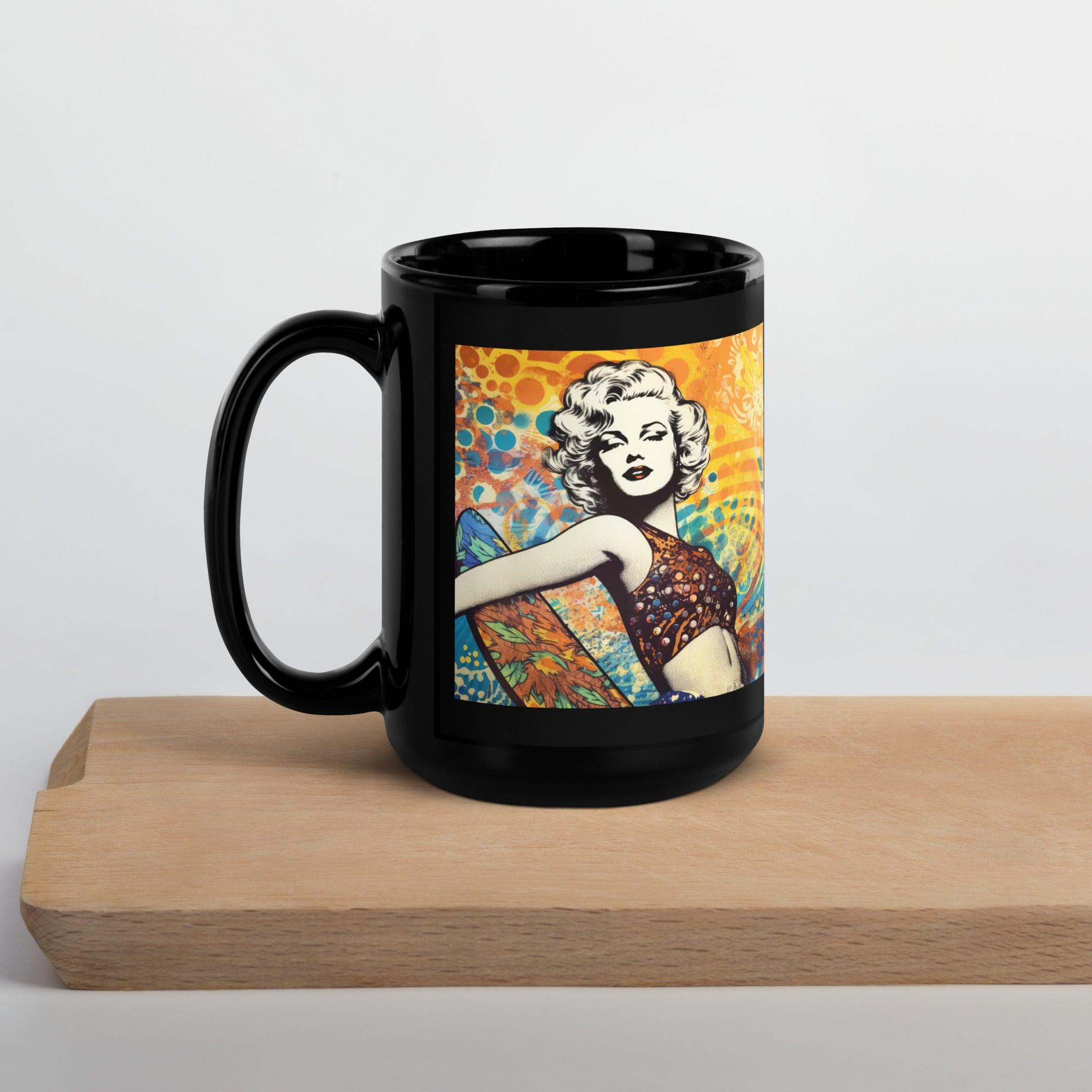 Bold and beautiful Surfing 5 06 Black Mug, combining functionality with unique surf culture art.