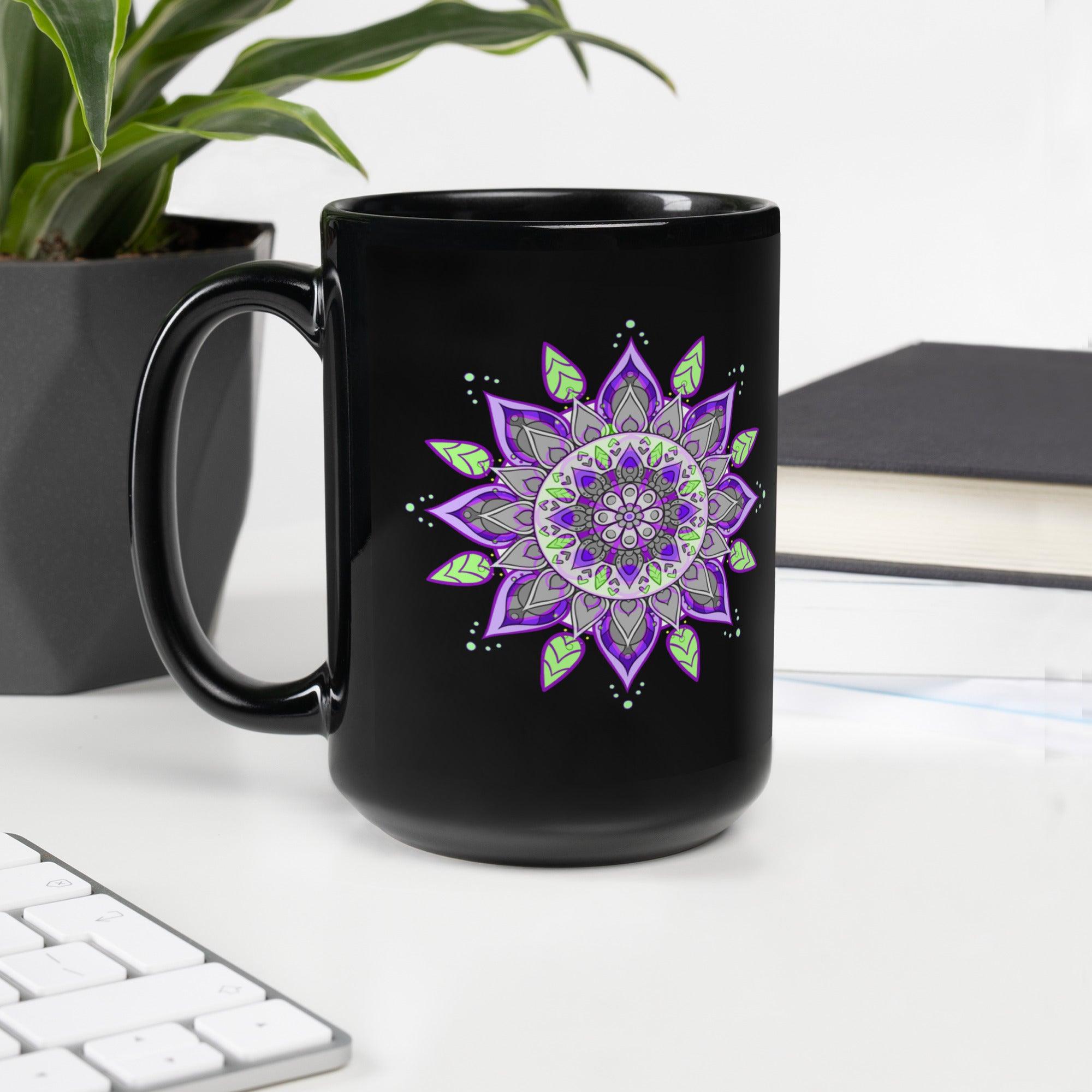 Elegant Black Glossy Mandala Mug - Beyond T-shirts