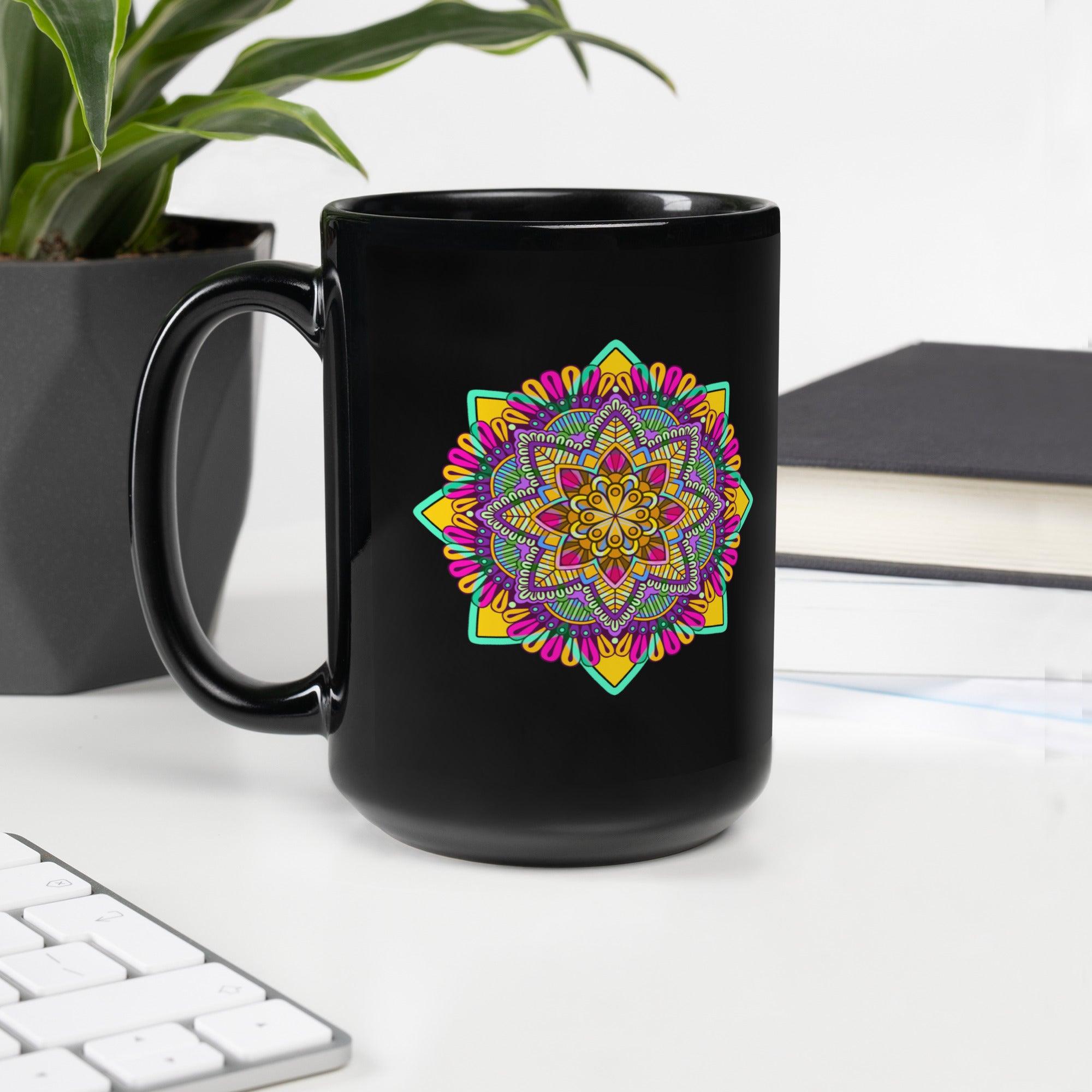 Mandala Harmony Black Ceramic Mug - Beyond T-shirts