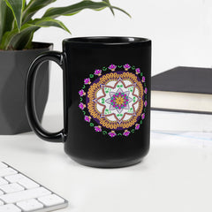 Mandala Whimsy On Black Mug - Beyond T-shirts