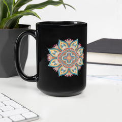 Sleek Mandala Noir Black Glossy Mug - Beyond T-shirts