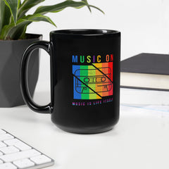 Musical Elegance Black Glossy Mug - Beyond T-shirts