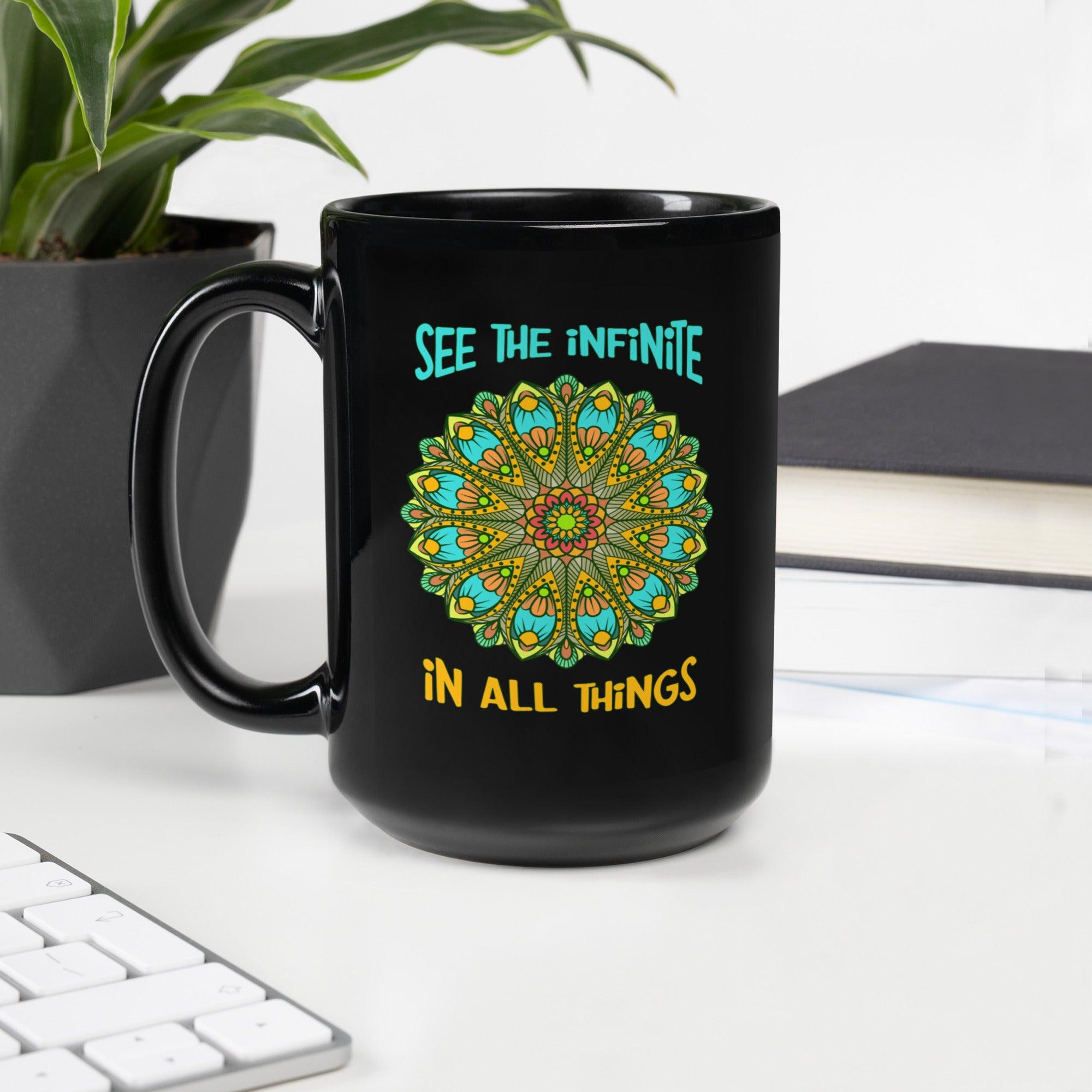 Boho Dreamcatcher Mandala Black Glossy Mug - Beyond T-shirts