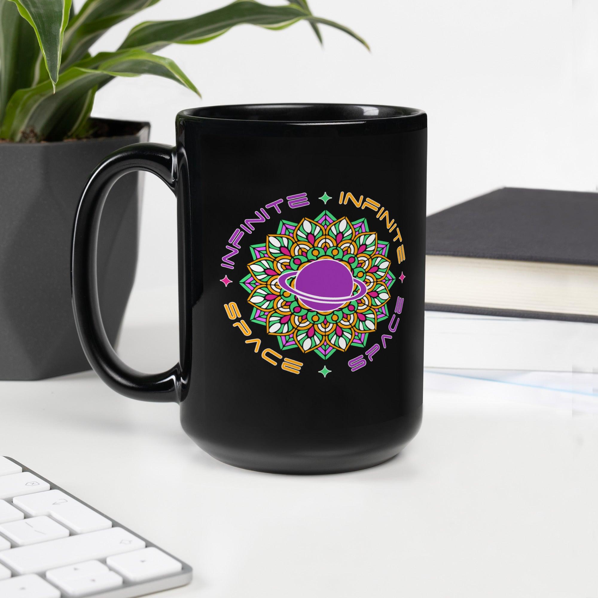 Serenity In A Sip Mandala Black Glossy Mug - Beyond T-shirts