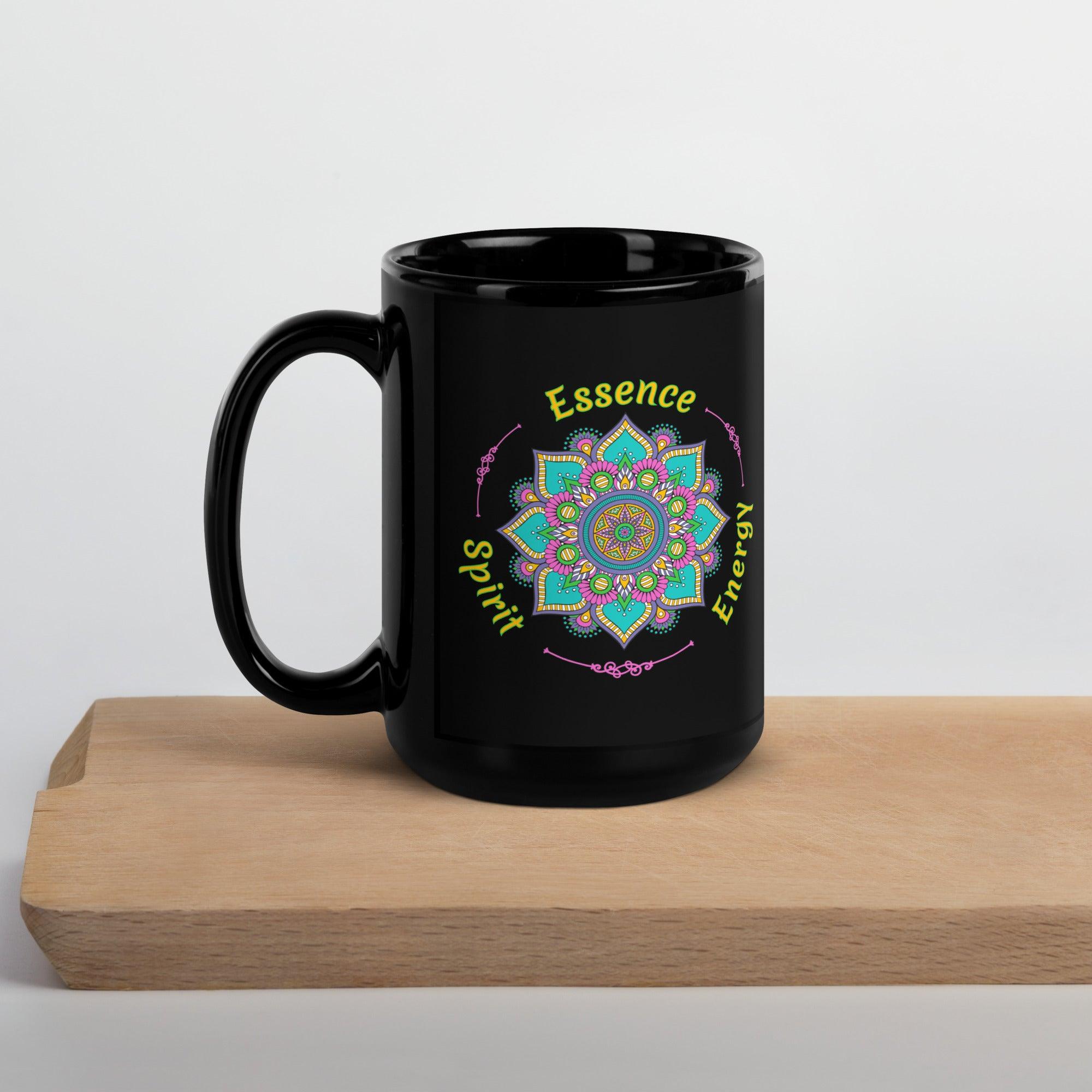 Lunar Brew Mandala Black Glossy Mug - Beyond T-shirts