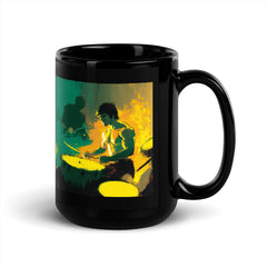 Person holding the NS 824 black glossy coffee mug, showcasing its size.