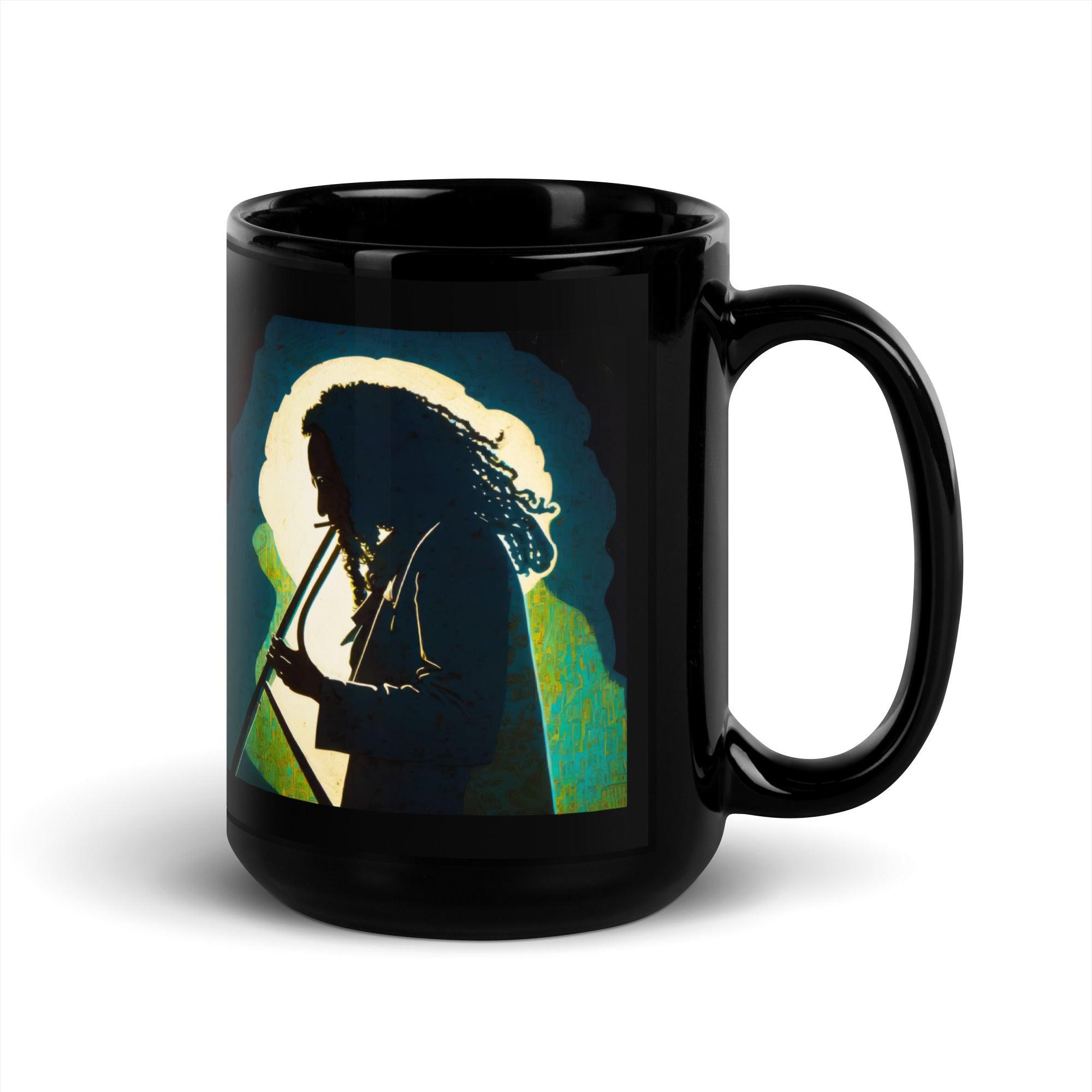 Elegant NS-813 black coffee mug with morning sunlight.