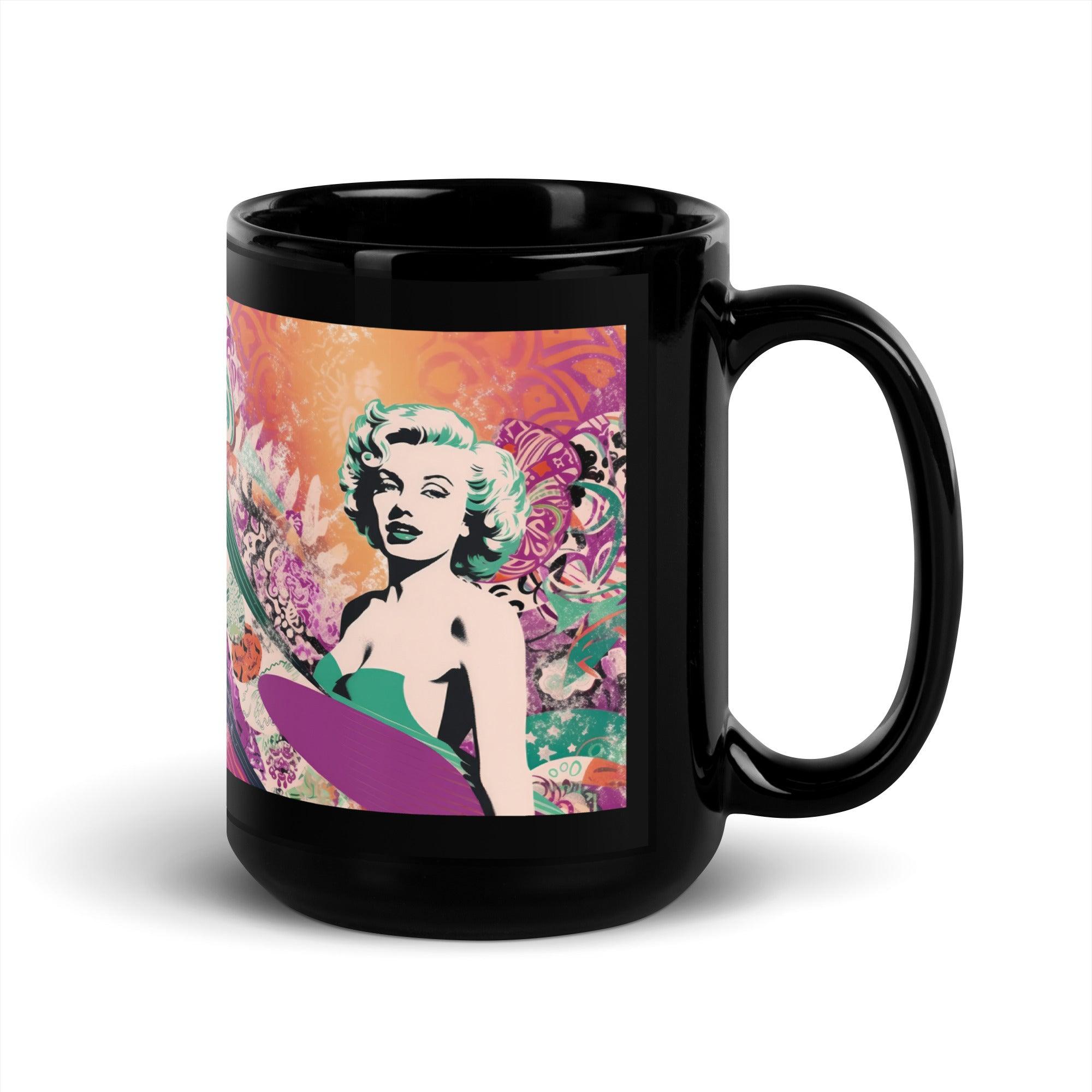 Sleek Surfing 5 02 Black Coffee Mug with unique surf design, ideal for the modern home.