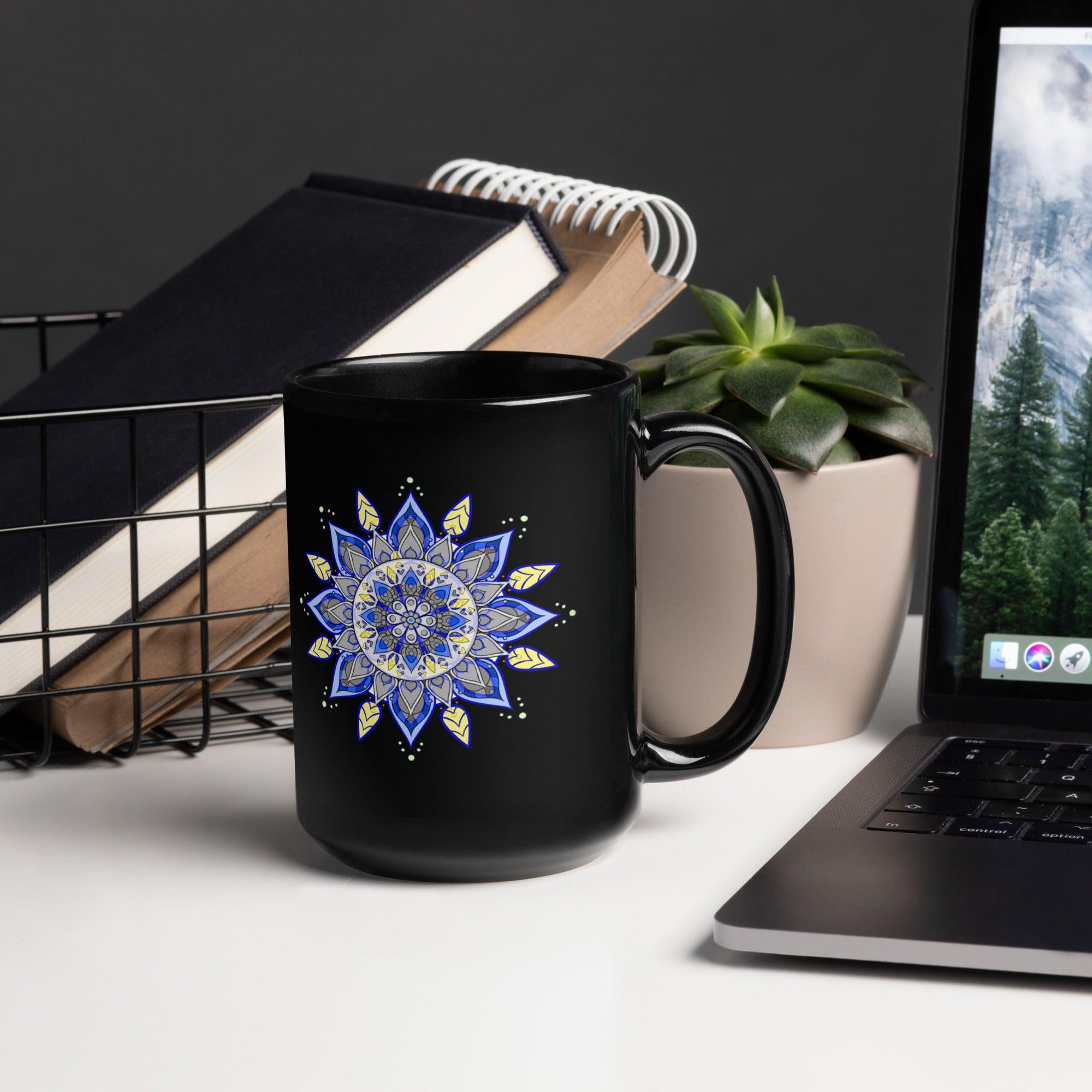 Mystic Mandala Magic On Black Mug - Beyond T-shirts