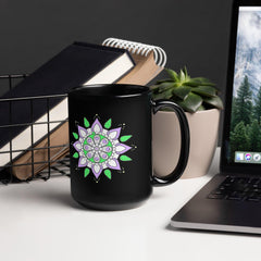 Glossy Black Mandala Tranquility Mug - Beyond T-shirts