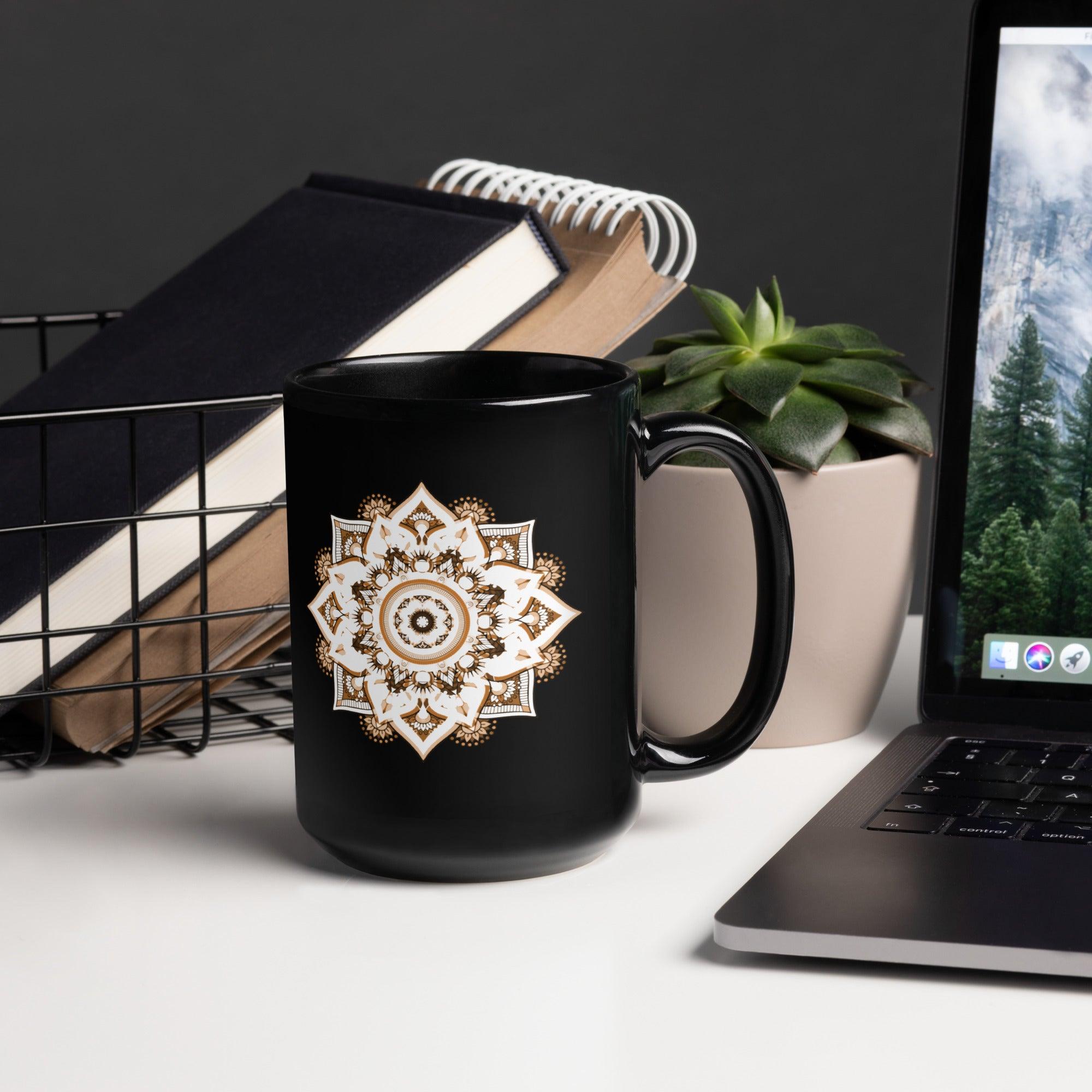 Mandala Radiance On Black Mug - Beyond T-shirts