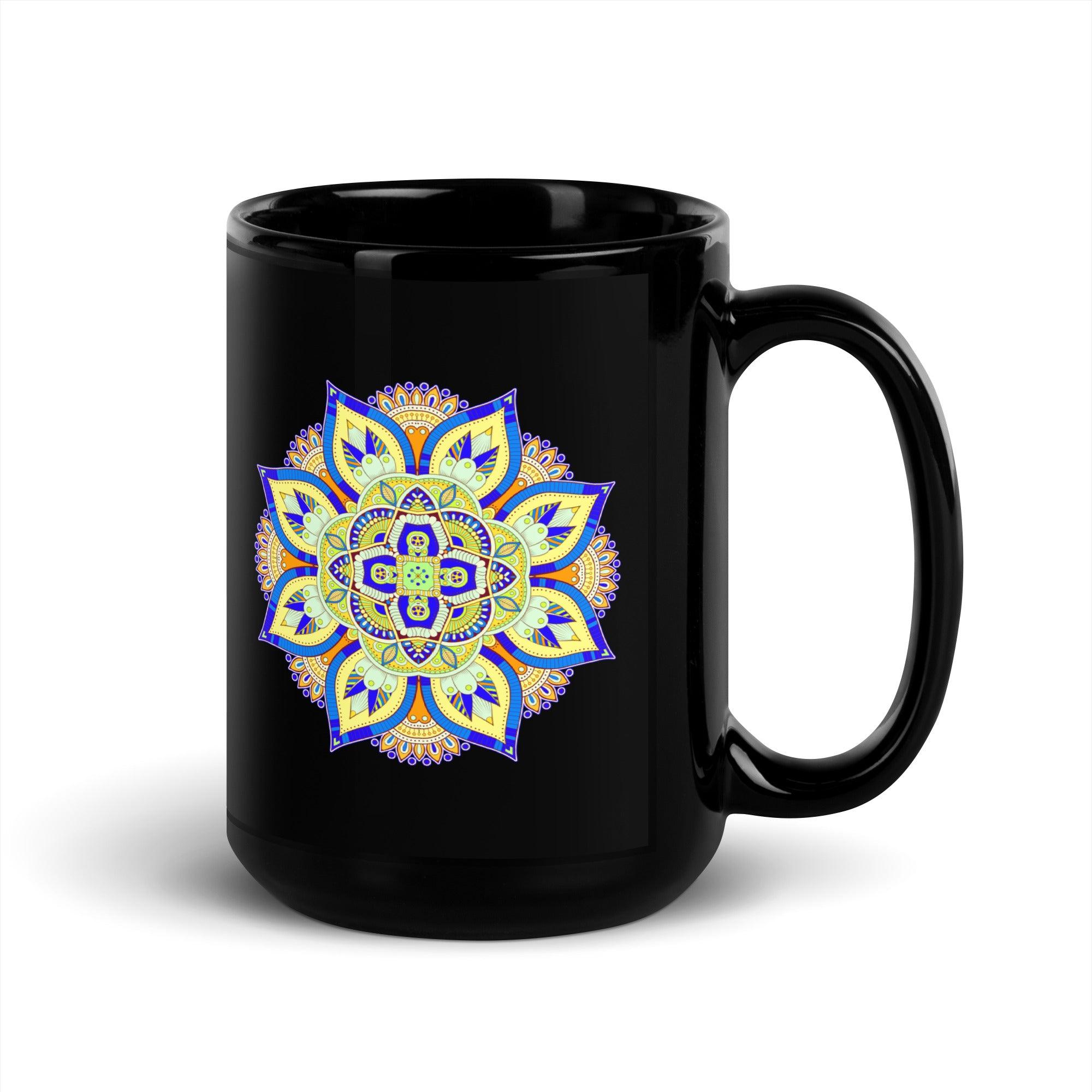 Mandala Tranquility On Black Mug - Beyond T-shirts