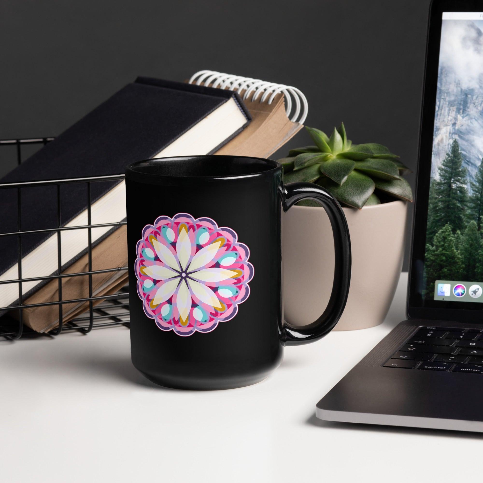 Enchanted Black Glossy Mandala Mug - Beyond T-shirts