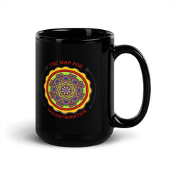 Lotus Harmony Mandala Black Glossy Mug - Beyond T-shirts