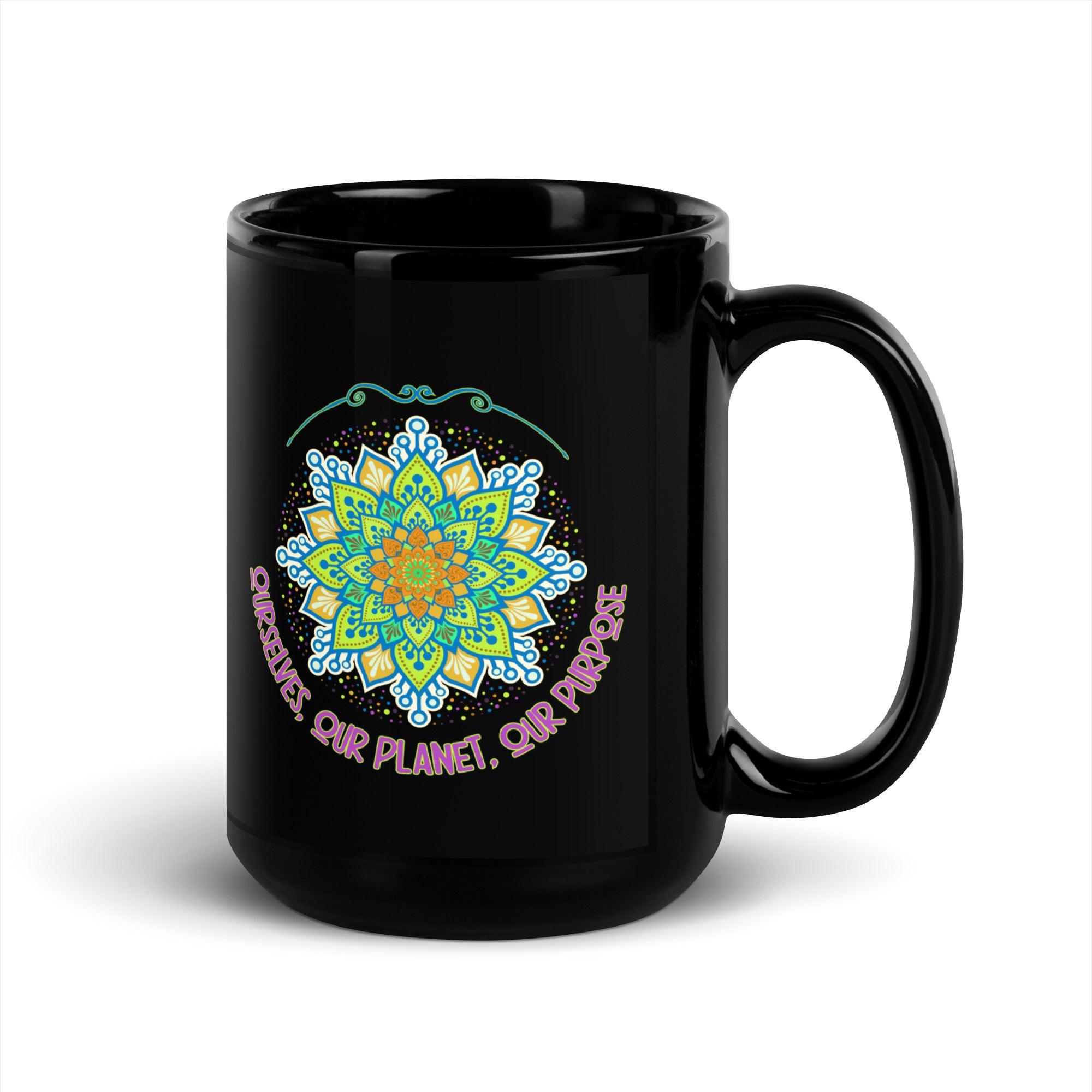 Floral Serenade Mandala Black Glossy - Beyond T-shirts