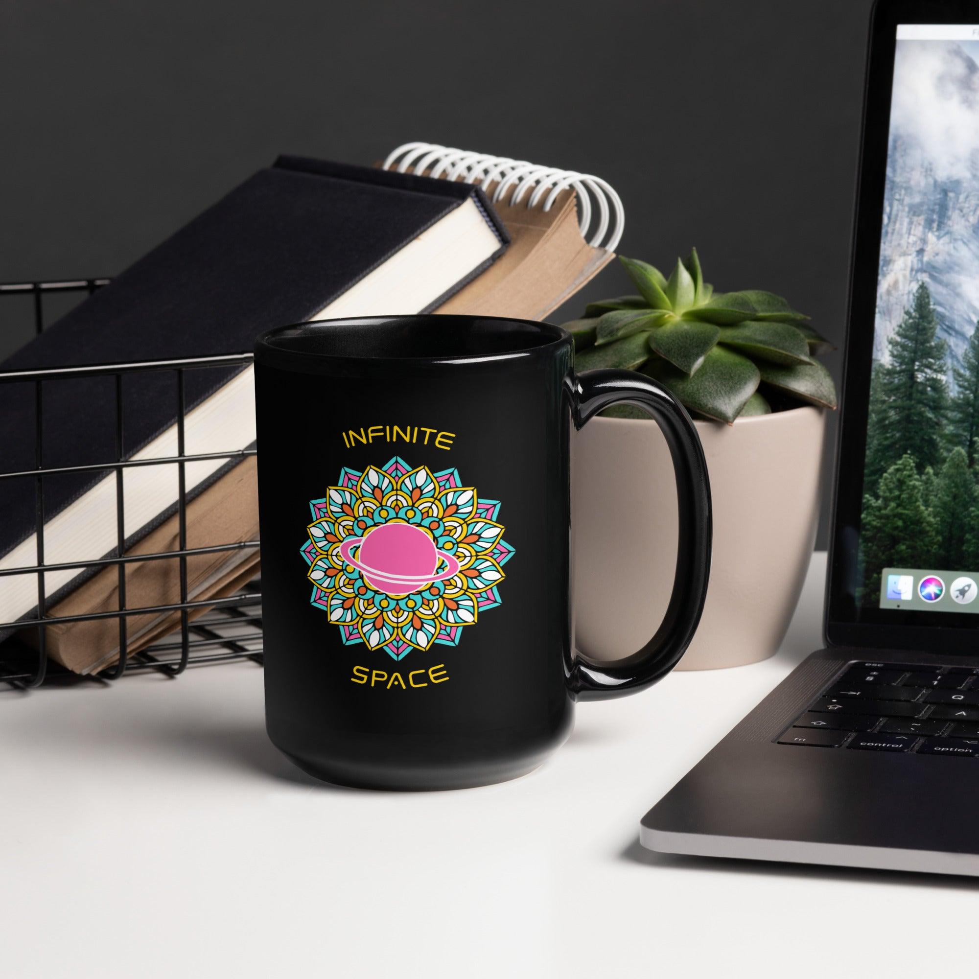 Peacock Elegance Mandala Black Glossy Mug - Beyond T-shirts