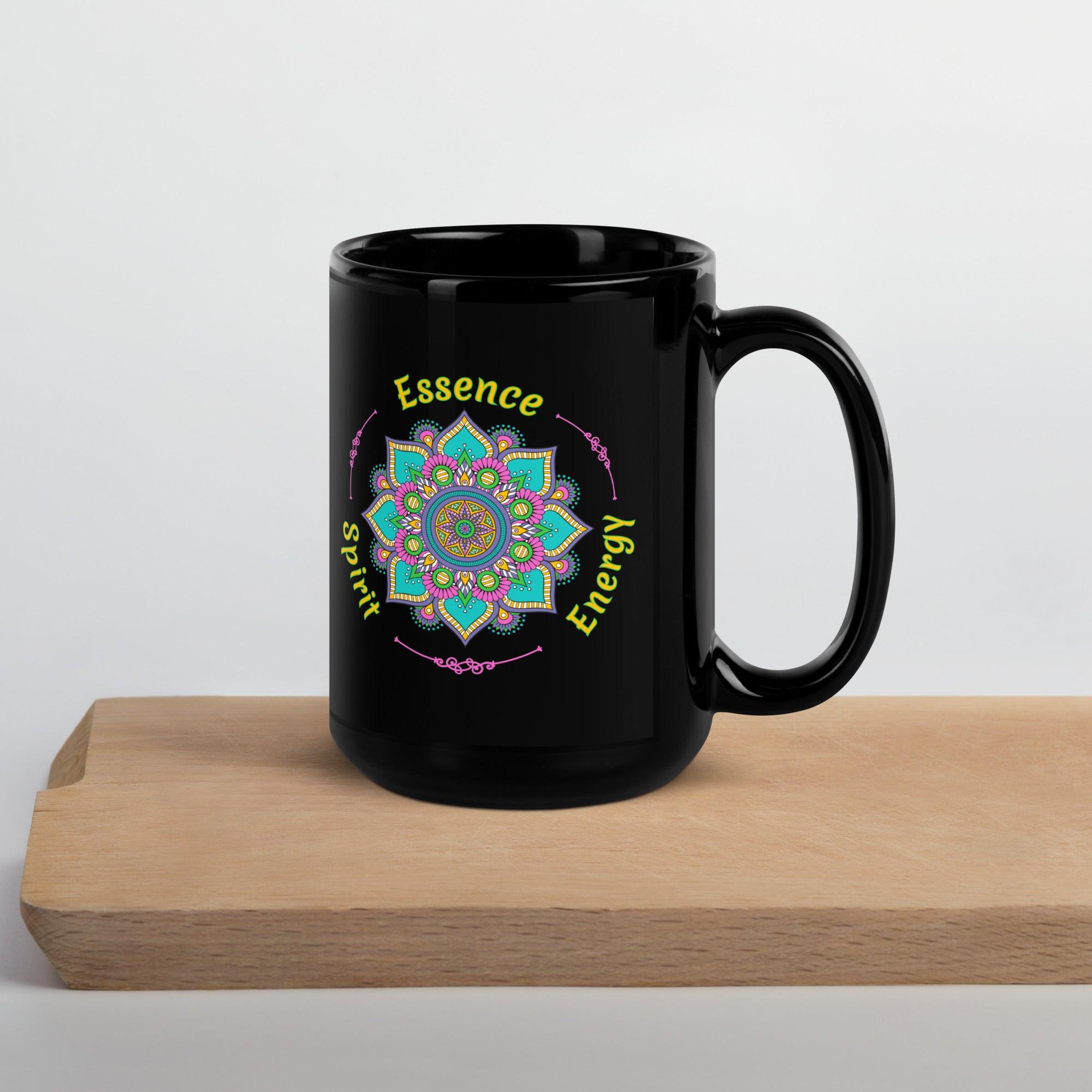 Lunar Brew Mandala Black Glossy Mug - Beyond T-shirts