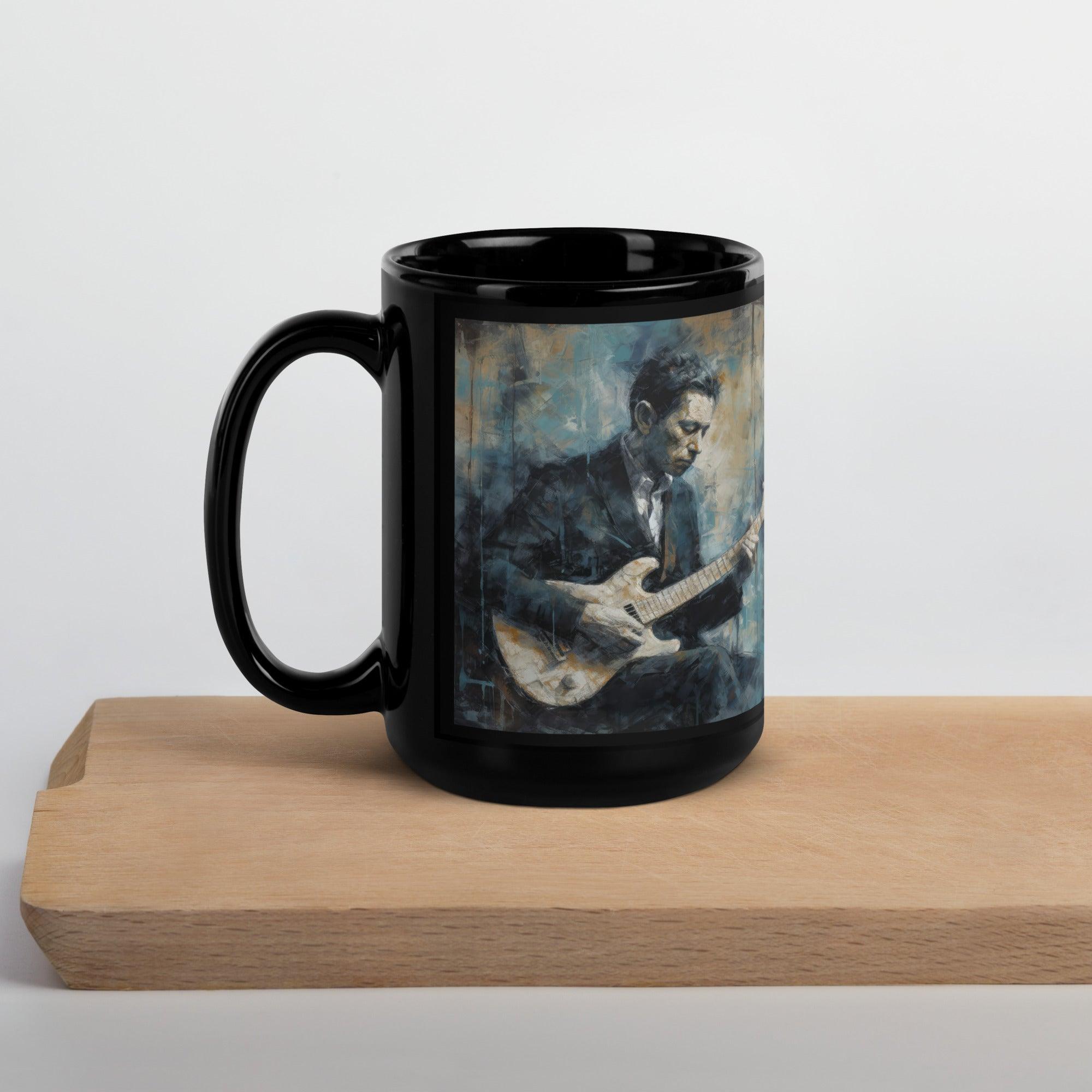 Bluesy Breakthrough Black Glossy Mug - Beyond T-shirts