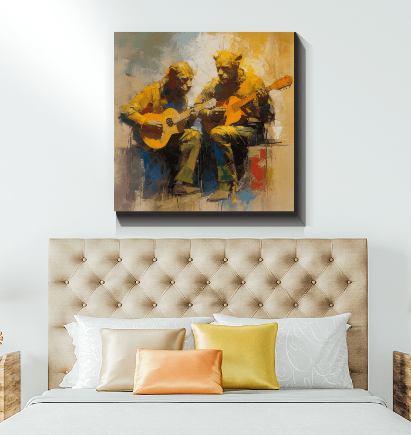 Artistic wrapped canvas showcasing bluesy brilliance theme