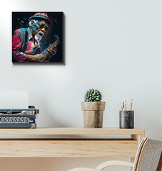 Bluesy tunes, emotional hues wrapped canvas - Beyond T-shirts