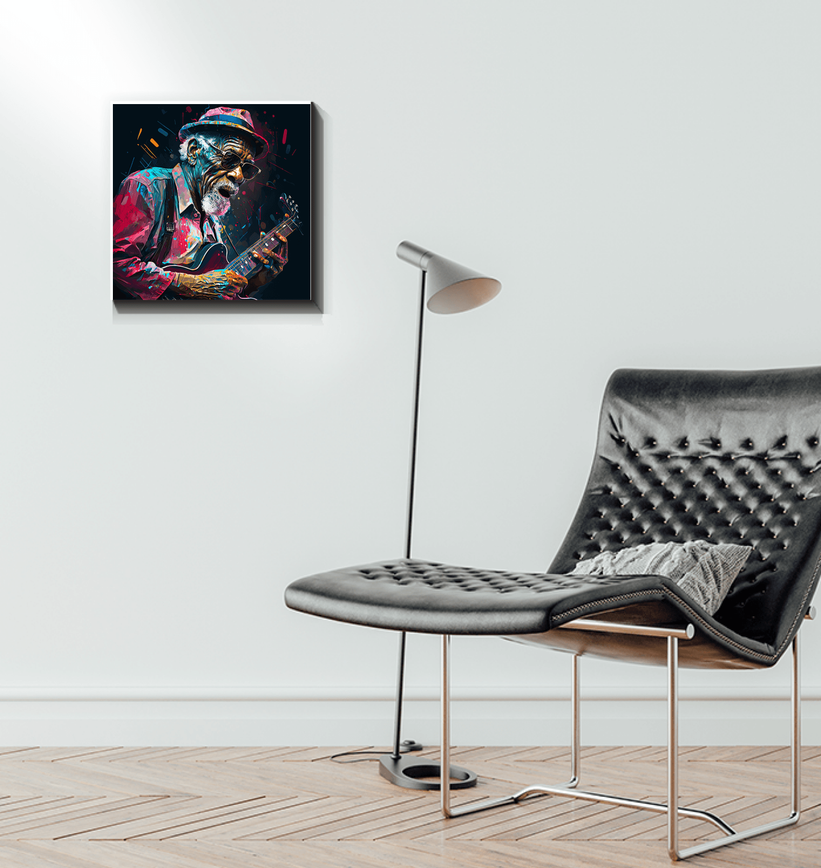 Bluesy tunes, emotional hues wrapped canvas - Beyond T-shirts