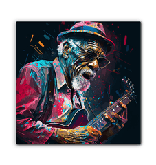 Bluesy tunes, emotional hues wrapped canvas - Beyond T-shirts