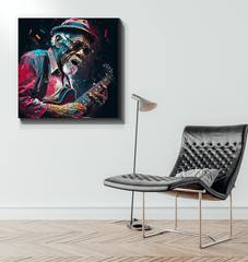 Bluesy tunes, emotional hues wrapped canvas - Beyond T-shirts