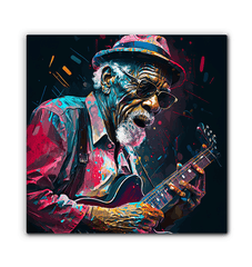 Bluesy tunes, emotional hues wrapped canvas - Beyond T-shirts