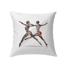 Stylish indoor pillow featuring Bold Women's Dance Expression in a modern room.