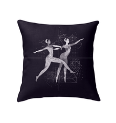 Vibrant and artistic indoor pillow featuring dance motif