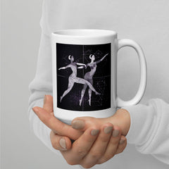 Bold Women's Dance Performance Glossy White Mug on a table.