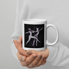 White glossy mug with dance-inspired design, perfect gift for dancers.