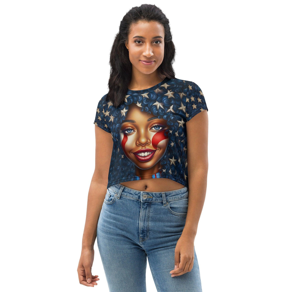 Born in the USA All-Over Print Crop Tee - Beyond T-shirts