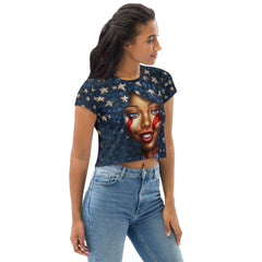 Born in the USA All-Over Print Crop Tee - Beyond T-shirts