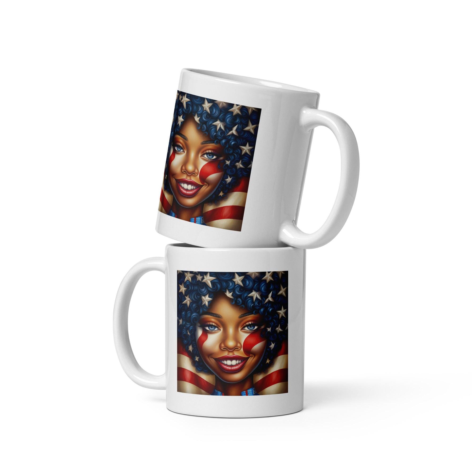 Born In The USA White Glossy Mug - Beyond T-shirts