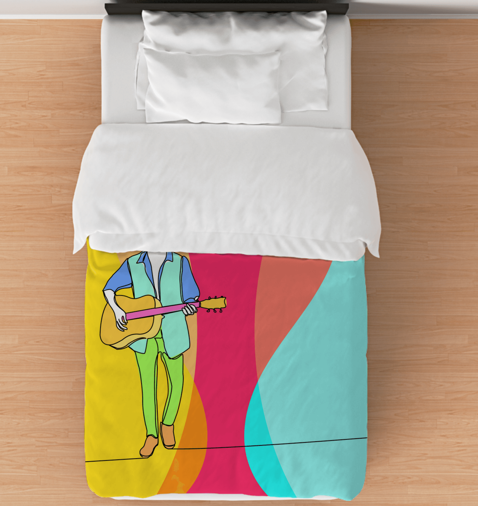 Boy Playing Guitar Comforter - Twin - Beyond T-shirts