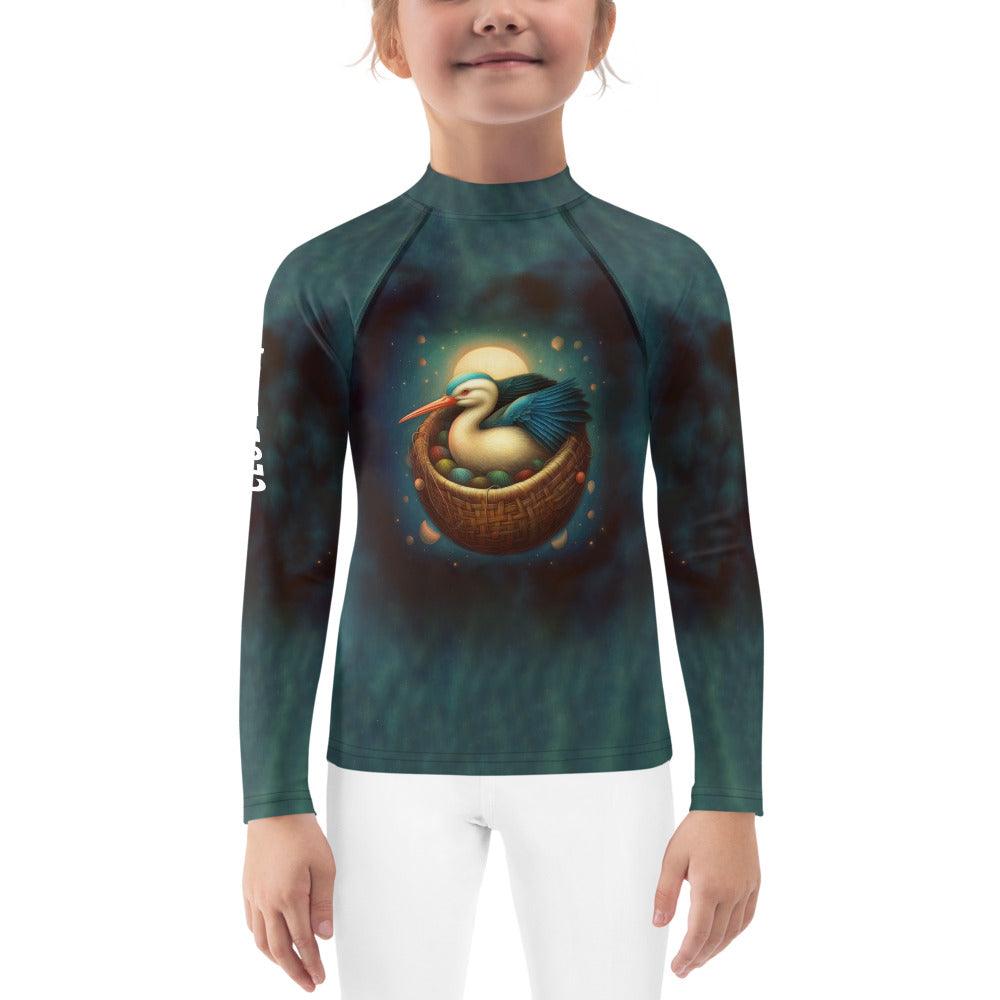 Child wearing CB3-05 Kids Rash Guard for sun protection